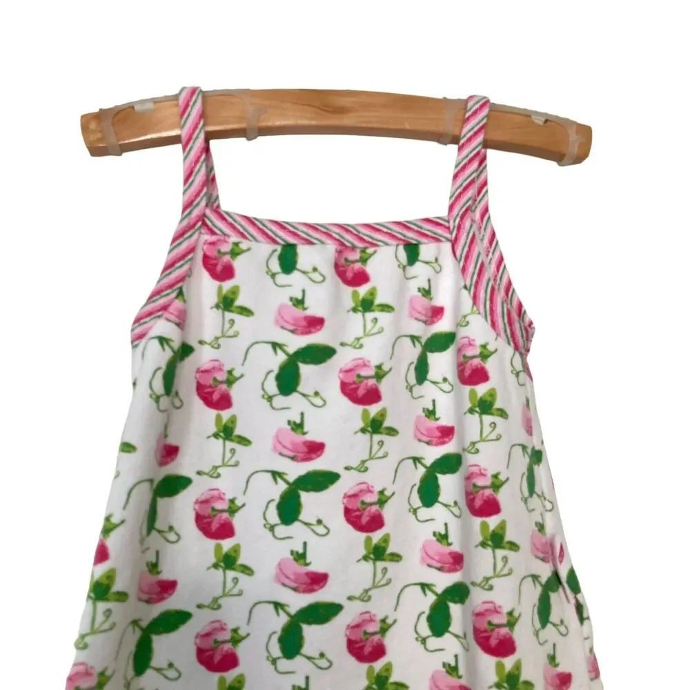 Marimekko By Sweet Potatoes Girls Pink Green Floral Cotton Dress Size 4T Soft